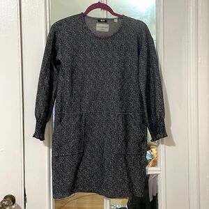 Sita Murt Sweatshirt Blue Jacquard Long Sleeve Shift crew neck Dress size small